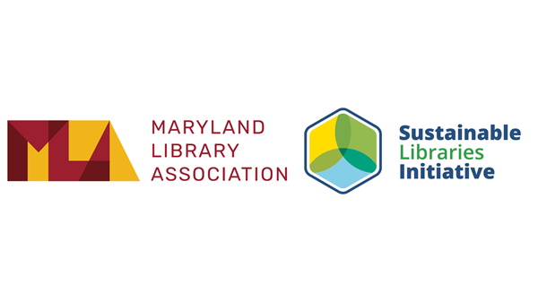 Logo of the Maryland Library Association next to the Sustainable Libraries Initiative logo